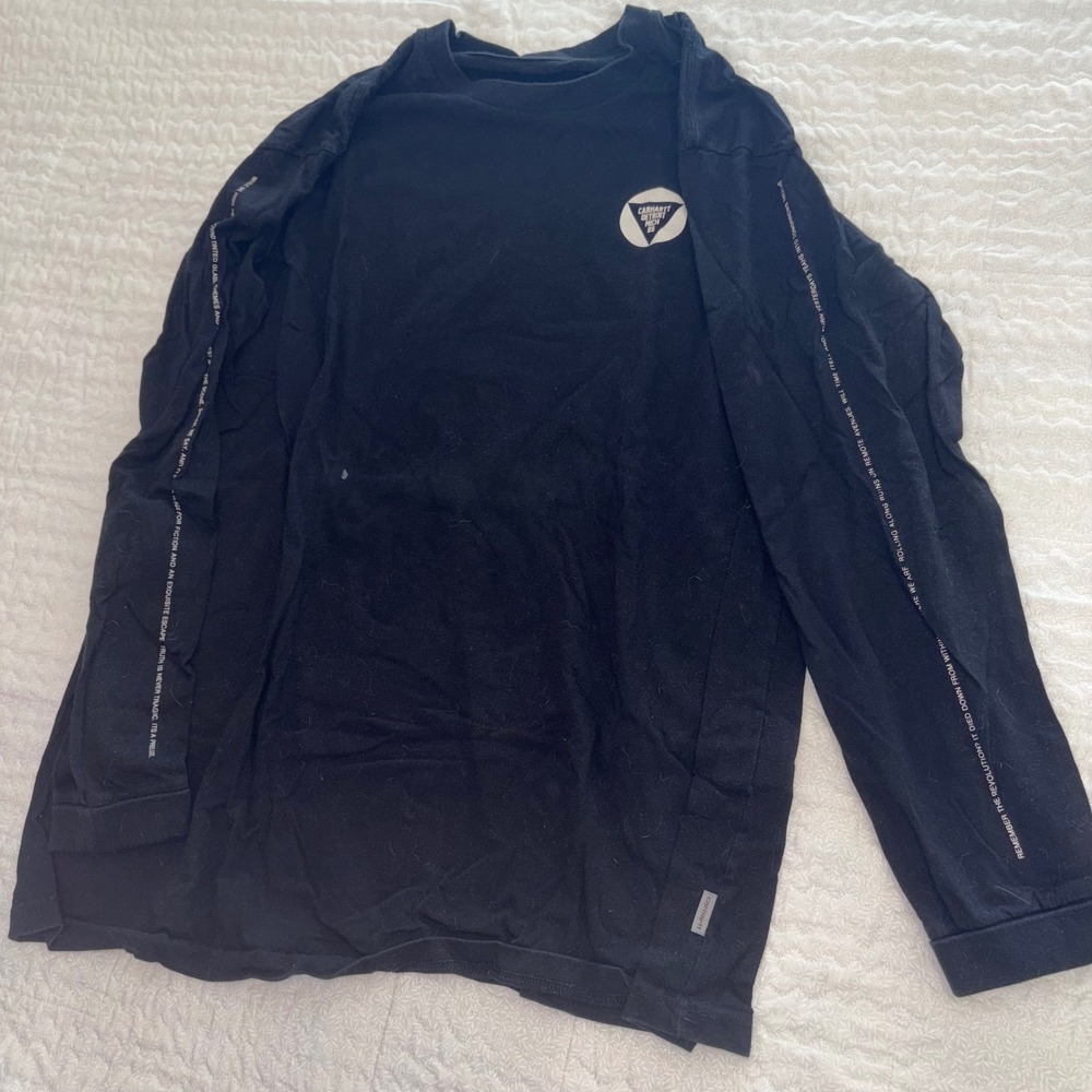 Carhartt WIP Mens Black Long Sleeve Detroit Mich 89 Graphic T-Shirt Medium